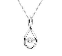Dancing Diamond Pendant Necklace, 18K White Gold Plated with Lab Created Diamond (E-F Color, Round Brilliant Shape, VS Clarity) Necklace for Women, Gift for Her, Jewelry for, White Gold, Diamond