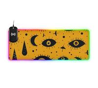 Dancing Eyes Halloween Orange Wirel Charging Glowing Large Mouse Pads Large Writing 35.4 x 15.7 in Cute Mousepad