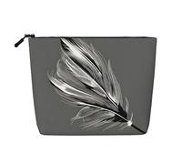 Dancing Feather Print Cosmetic Bag for Women,Faux Linen Makeup Bag Large Capacity,Perfect for Travel Daily Use