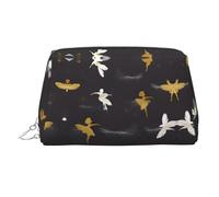Dancing Feather Stylish Portable Cosmetic Bag with Full-Print Design â€“ Durable PVC Leather Makeup & Toiletry Organizer for Home & Travel Use