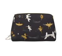 Dancing Feather Stylish Portable Cosmetic Bag with Full-Print Design â€“ Durable PVC Leather Makeup & Toiletry Organizer for Home & Travel Use
