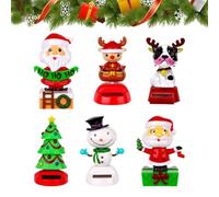 Dancing Figures, Christmas Theme Dolls, 6 Pack Santa Ornament, Auto Shaking Head Toy, Value Packed Six Piece Set Battery Free Powered, Novelty Gift for Desk Office Party Home Vehicle