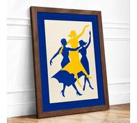 Dancing Figures Modern Framed Wall Art Print A1 (84.1×59.4cm) Walnut, Wall Decor for Living Room, Bedroom, Office & Home, Ready to Hang, Art Gift
