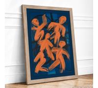 Dancing Figures Modern Framed Wall Art Print A2 (59.4×42cm) Oak, Wall Decor for Living Room, Bedroom, Office & Home, Ready to Hang, Art Gift
