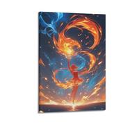 Dancing Fire And Water Wall Art, Artistic Print, Fantasy Poster, Unique Canvas Picture, Artistic Decor for Living Room Artistic Wall Mural Modern Hanging Decor Poster12x18inch(30x45cm)