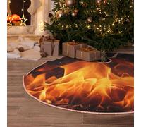 Dancing Fire Christmas Tree Skirt 36" Xmas Tree Skirts Mat Xmas Soft Cover Mat Decor Winter Farmhouse Tree Skirt for Holiday Party Ornaments Home Tree Mat Decorations