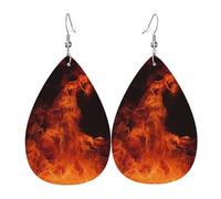 Dancing Fire Earrings, Lightweight Leather Teardrop Dangle Drop Earrings for Christmas Birthday Gift, Fashion Pendant for Women Jewelry Outfits Accessories