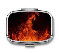 Dancing Fire Pill Box,2 Compartments Square Pills Container,Portable for Pocket Or Purse Pill Organizer to Hold Vitamins,Medication,Fish Oil,etc