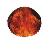 Dancing Fire Shower Cap for Women Men Large Reusable Shower Bonnet Double-Layer Waterproof Bath Caps Elastic Band Hair Hat for All Hairstyles, Travel-Friendly Color765