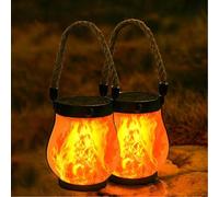 Dancing Flame Solar Lantern,Flickering Flame Solar Lanterns,Vintage Flickering F-Lames Garden Lights,Waterproof Garden Lights,Portable Hanging L-antern for Patio Camping