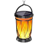 Dancing Flame Solar Lantern Outdoor Light, Flickering Flame Solar Lights, Auto Garden Lamp, Smart Functionality, Portable, 11.2x11.2x16.5cm, for Pathway, Table, Front Door, Tree