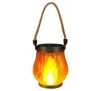 Dancing Flame Solar Lanterns, Solar Lights Outdoor Garden, Hanging Flickering Flames Garden Lights, with 2 Modes USB&Solars Charging for Yard Patio Porch Decor (1 Pcs)