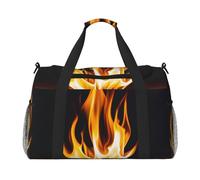 Dancing Flames Print Travel Duffel Bag for Men & Women, Foldable Travel Bags and Spacious Weekender Tote Bag for Storage Toiletry Luggage Personal Item, Black, L