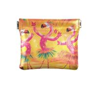 Dancing Flamingos Orange Summer PU Leather Small Coin Portable Mini Change Wallet Coin Pocket for Girls Women Ladies