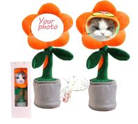 Dancing Flower with Custom Face,Battery version gift bag,Dancing Repeating Rechargeable Flower Toy with Bluetooth Voice Mimicry,Flower with Face On It Custom Personalized Gifts (Saffron)