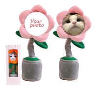 Dancing Flower with Custom Face,Battery version gift bag,Dancing Repeating Rechargeable Flower Toy with Bluetooth Voice Mimicry,Flower with Face On It Custom Personalized Gifts (Pink)