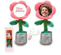 Dancing Flower with Custom Face,Battery version gift bag,Dancing Repeating Rechargeable Flower Toy with Bluetooth Voice Mimicry,Flower with Face On It Custom Personalized Gifts (Watermelon Red)