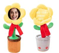 Dancing Flower with Custom Face,Custom Dancing Talking Sunflower Toy,Repeats What You Say Sings Mimicks Records Songs,Personalized Funny Gifts for Birthday& Festival (Bluetooth-Yellow)