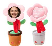 Dancing Flower with Custom Face,Custom Dancing Talking Sunflower Toy,Repeats What You Say Sings Mimicks Records Songs,Personalized Funny Gifts for Birthday& Festival (Battery-Pink)