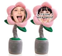Dancing Flower with Custom Face,Gag Gifts,Dancing Repeating Rechargeable Flower Toy with Bluetooth Voice Mimicry,Flower with Face On It Personalized Gifts (Red)