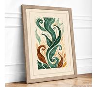 Dancing Forms Art Deco Framed Wall Art Print A2 (59.4×42cm) Oak, Wall Decor for Living Room, Bedroom, Office & Home, Ready to Hang, Art Gift