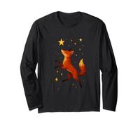 Dancing Fox Under Stars Playful Woodland Night Scene Art Long Sleeve T-Shirt