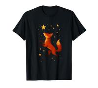 Dancing Fox Under Stars Playful Woodland Night Scene Art T-Shirt
