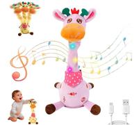 Dancing Giraffe Baby Toy - Dancing Talking Giraffe Toy, Rechargeable Musical Giraffes Interactive Stuffed Animal for Christmas Birthday Gift (Pink)