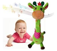 Dancing Giraffe Toy 12.2in Plush Stuffed Animal, Singing & Talking Interactive Giraffe, Recording & Repeating Toy with Movable Neck, Soft Educational Toy for Toddlers 0-6 Years (Green)