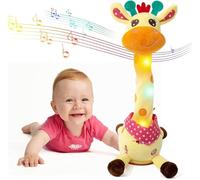 Dancing Giraffe Toy 12.2in Plush Stuffed Animal, Singing & Talking Interactive Giraffe, Recording & Repeating Toy with Movable Neck, Soft Educational Toy for Toddlers 0-6 Years (Yellow)