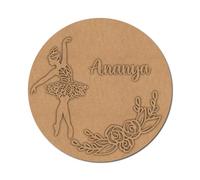 Dancing Girl Flower Nameplate Design 1 - Premium MDF & Plywood Embellishments Laser Cut Craft Shapes for Scrapbooking, Card Making, DIY Decor, Weddings & Personalized Projects