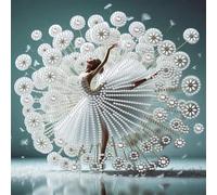 Dancing Girl with Beautiful Skirt 5D DIY Diamond Painting Kit for Adults, Partial Special Shaped Resin Drills Portrait Series, 30x30cm Ballet Decor, Graceful Craft, Dance Art Gift