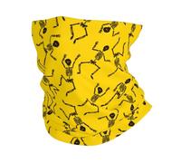 Dancing Happy Abstract Skeleton Yellow Anitdust Neck Gaiter Quick Drying Half Face Scarf Bandana For Women Tennis Workout