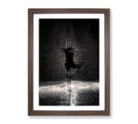 Dancing In The Rain In Abstract Modern Framed Wall Art Print, Ready to Hang Picture for Living Room Bedroom Home Office Décor, Walnut A4 (34 x 25 cm)