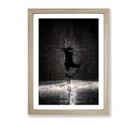 Dancing In The Rain In Abstract Modern Framed Wall Art Print, Ready to Hang Picture for Living Room Bedroom Home Office Décor, Oak A4 (34 x 25 cm)
