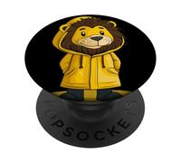 Dancing in the Rain with this Funny Lion in Raincoat PopSockets Adhesive PopGrip