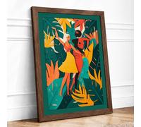 Dancing in Tropics Tropical Framed Wall Art Print A3 (42×29.7cm) Walnut, Wall Decor for Living Room, Bedroom, Office & Home, Ready to Hang, Art Gift