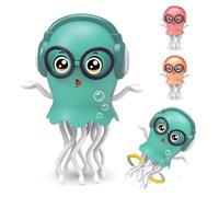 Dancing Jellyfish Baby Toy, Crawling Jellyfish Tummy Time Toy, Dancing Squid Toy with LED Light and Music, Funny Crawling Octopus Interactive relax Gift Office Desk