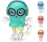 Dancing Jellyfish Baby Toy, Crawling Jellyfish Tummy Time Toy with LED Light ＆ Music, Magic Dancing Music Crawling Toys for 3 4 5 6 7 8 Year Old Kids Boy Girl Birthday Gifts, Interactive (Turquoise)