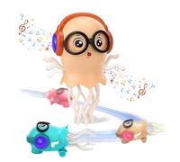 Dancing Jellyfish Baby Toy, Interactive Crawling Octopus Tummy Time Toy with Music & Lights for Toddlers 3 4 5 6 7 8 Years, Birthday Gifts for 3-6 Boys & 6-12 Girls (Orange, Jellyfish)