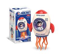 Dancing Jellyfish Baby Toy, Interactive Crawling Octopus Tummy Time Toy with Music & Lights for Toddlers 3 4 5 6 7 8 Years, Birthday Gifts for 3-6 Boys & 6-12 Girls (Red, Rocket)