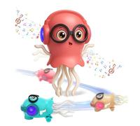 Dancing Jellyfish Baby Toy, Interactive Crawling Octopus Tummy Time Toy with Music & Lights for Toddlers 3 4 5 6 7 8 Years, Birthday Gifts for 3-6 Boys & 6-12 Girls (Red, Jellyfish)