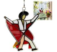 Dancing King Pattern,Handmade Stained Glass Spinner,Crack-Proof Garden Wind Spinner, Colorful Handmade Wind Spinner Decorations, Window Light Catcher Decor,Stained Glass Window Hanging,Garden Decor