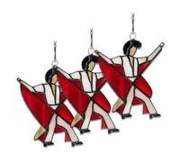Dancing King Pattern, Handmade Stained Glass Spinner Kinetic Acrylic Hanging Decor,DIY Sunlight Catcher Memphis Melody Spinner for Window, Garden, Porch(3pcs)
