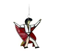 Dancing King Pattern, Memphis Melody Handmade Acrylic Stained Glass Spinner, Boho Suncatcher Window Hanging, Garden, Porch, Kinetic Garden Decor (Red 2D)