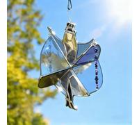 Dancing King Pattern, Memphis Melody Handmade Acrylic Stained Glass Spinner, Boho Suncatcher Window Hanging, Garden, Porch, Kinetic Garden Decor (Blue 3D)