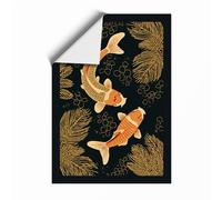 Dancing Koi Boho Unframed Wall Art Print A2 (59.4×42cm), Wall Decor for Living Room, Bedroom, Office & Home, Art Gift