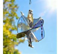 Dancing Lady Stained Glass Spinner, Handmade Stained Glass Spinner, Decorative Boho Hanging Ornament Wind Spinners for Home Window Garden Porch