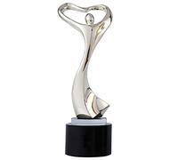 Dancing Little Golden Man Award Trophy, Statuette Metal Trophy, Gold, Silver And Bronze Winners Cup, Black Crystal Base, Trophies With Custom Engraving(Silver)