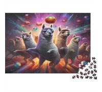 Dancing Llamas-Fantasy Party Scene 1000 Piece Jigsaw Puzzle As Interlocking Puzzles Personalised Jigsaws for Anxiety Relief Games during Family Puzzle Night 38x26cm/1000pcs